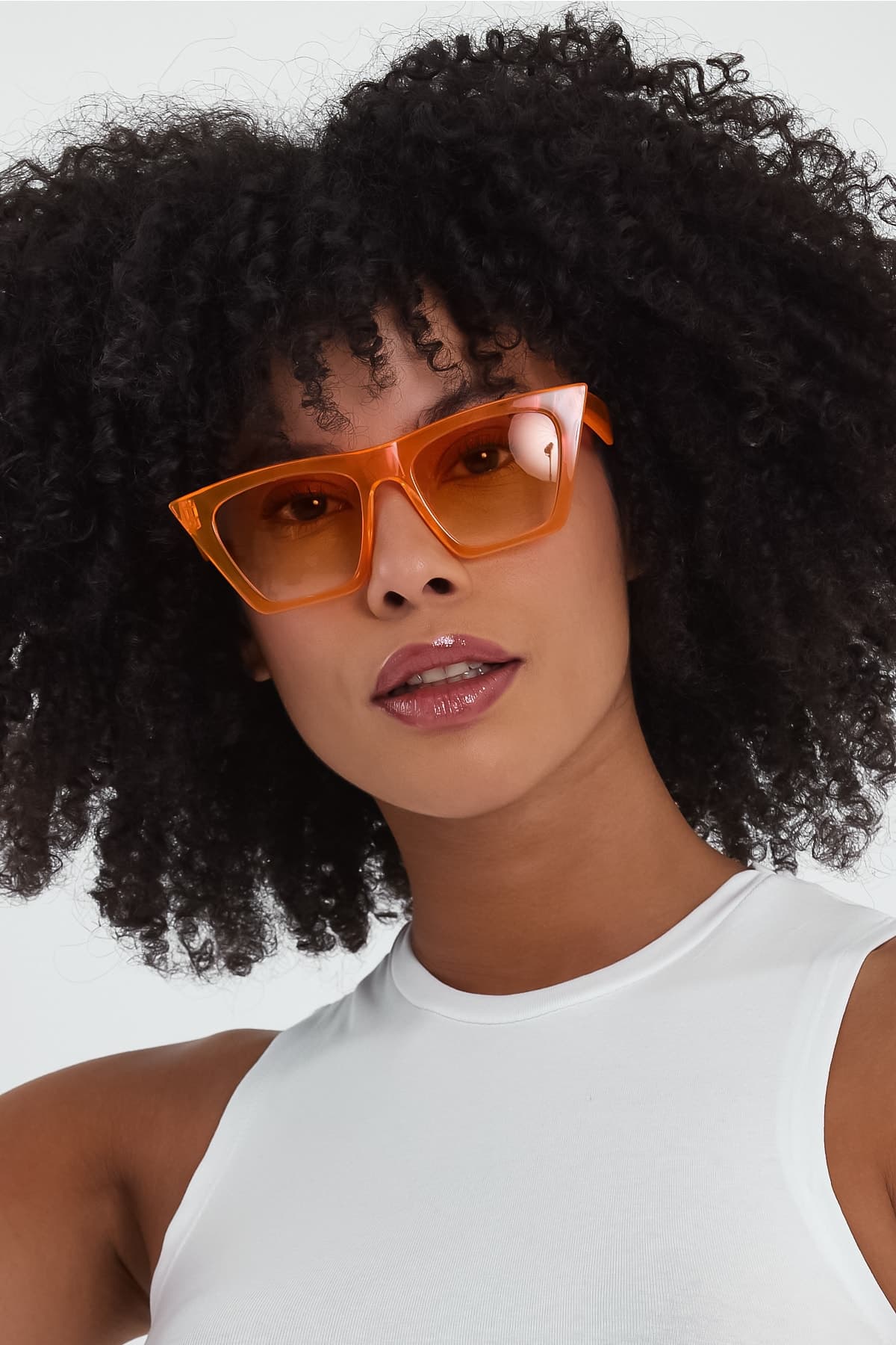 Unisex Cat Eye Güneş Gözlüğü - Turuncu