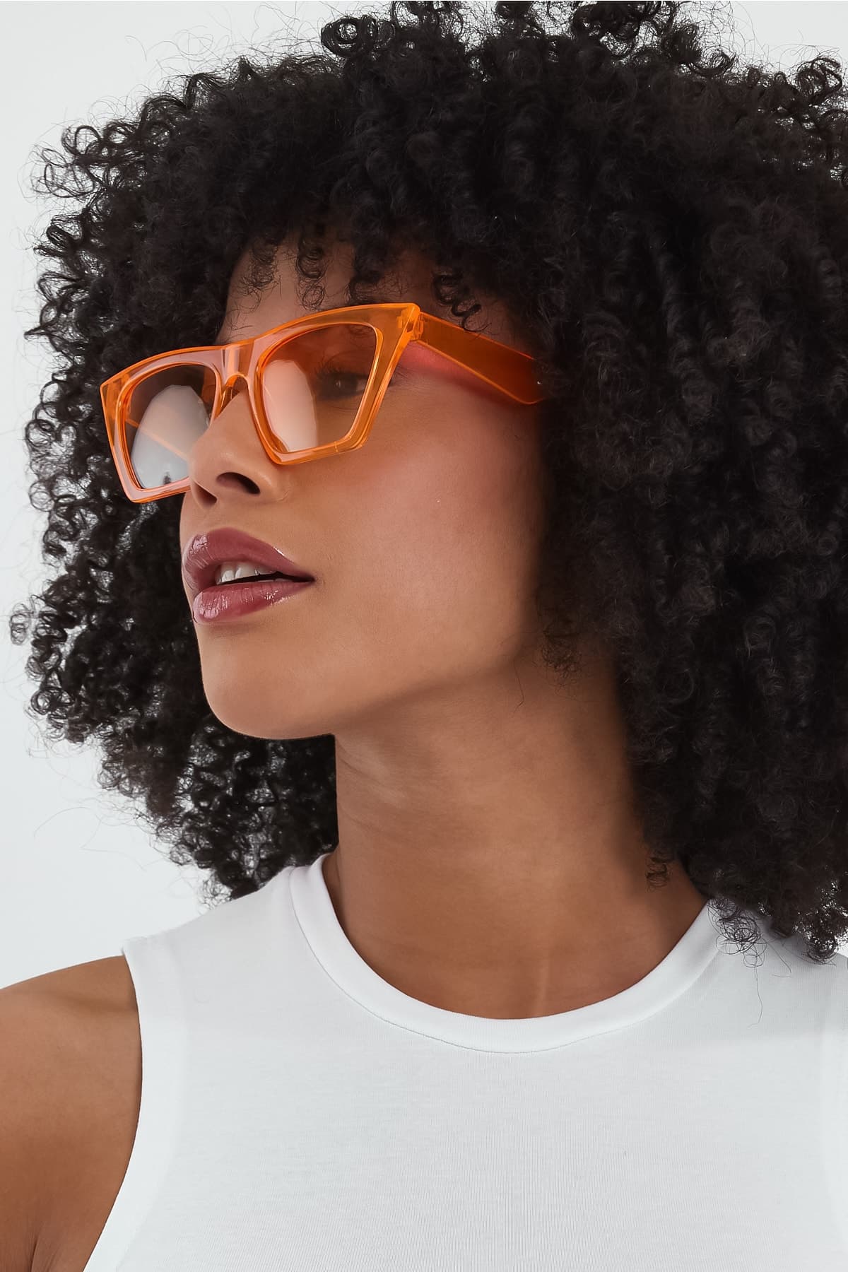 Unisex Cat Eye Güneş Gözlüğü - Turuncu